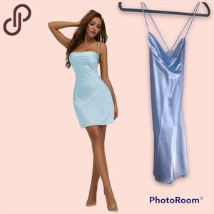 NWOT SHEIN satin sexy backless lace up dress